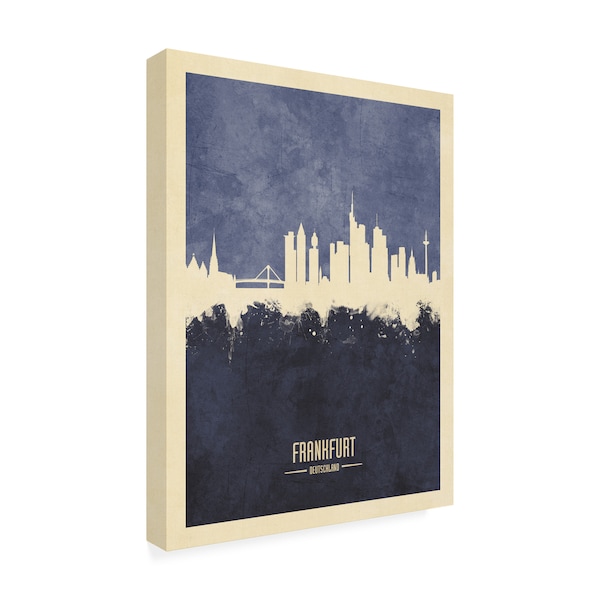 Michael Tompsett 'Frankfurt Germany Skyline Navy' Canvas Art,24x32